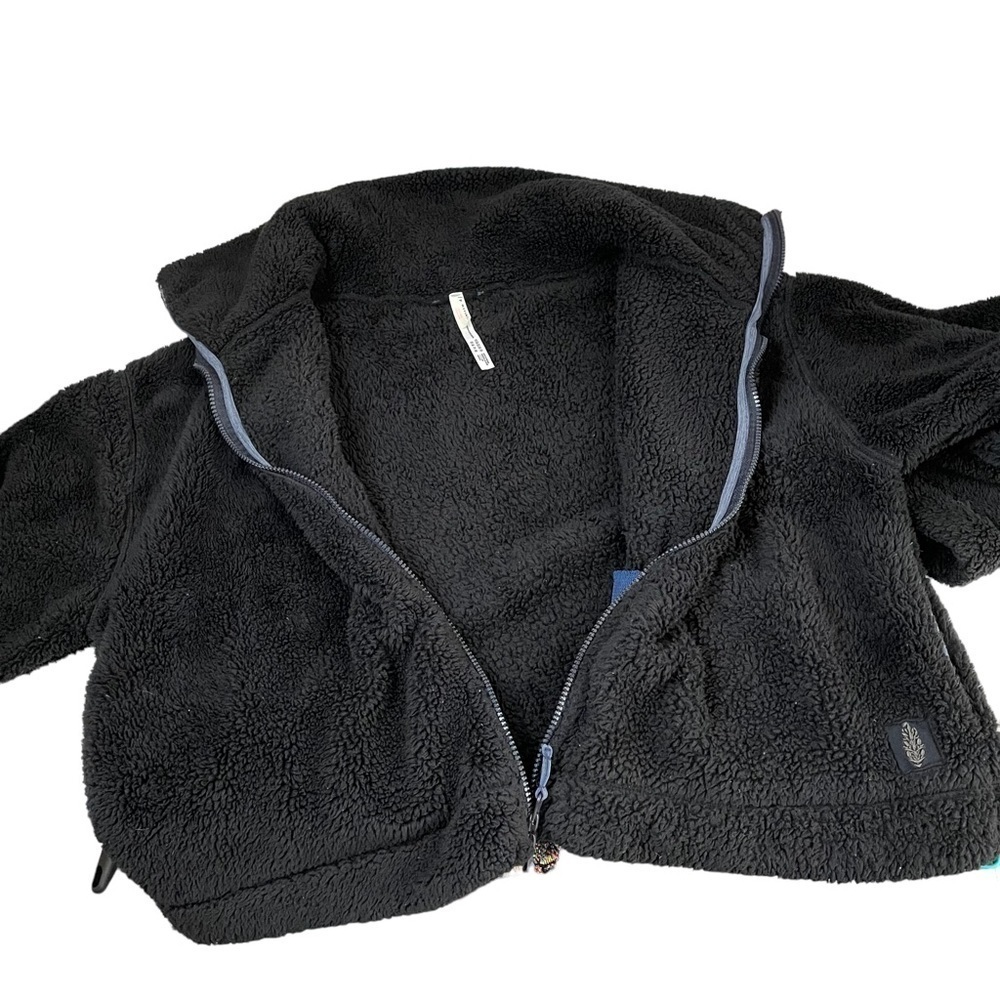 Free‎ People Dazed Hi Neck Zip Sherpa Jacket Black Large - Picture 14 of 16